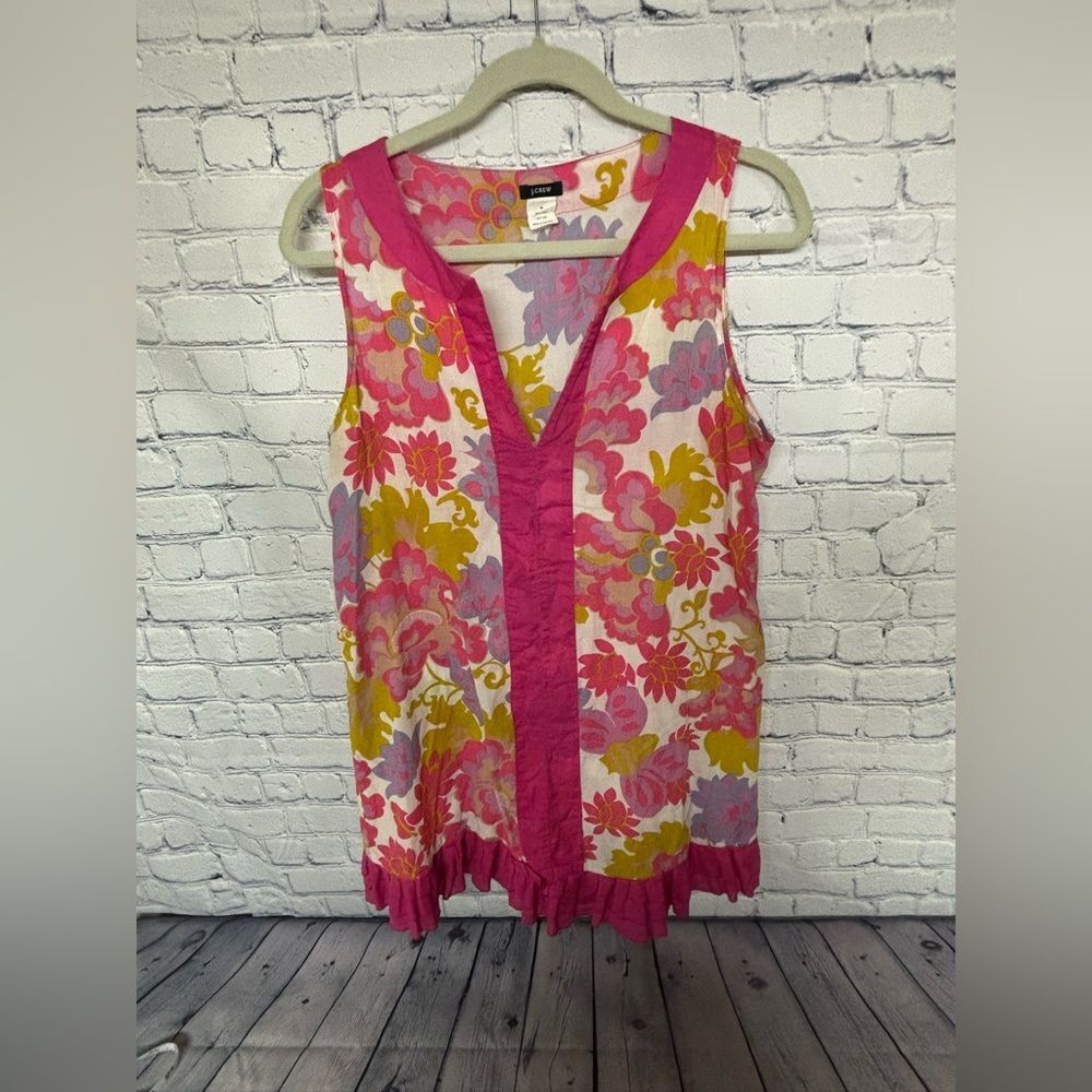VINTAGE J Crew Floral Sleeveless Beach Mod Retro Festival Cotton Mini Sundress M